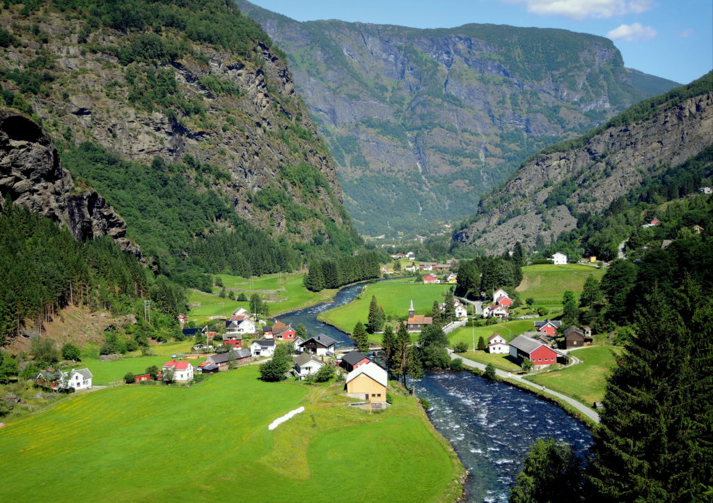 Flåm valley in summer