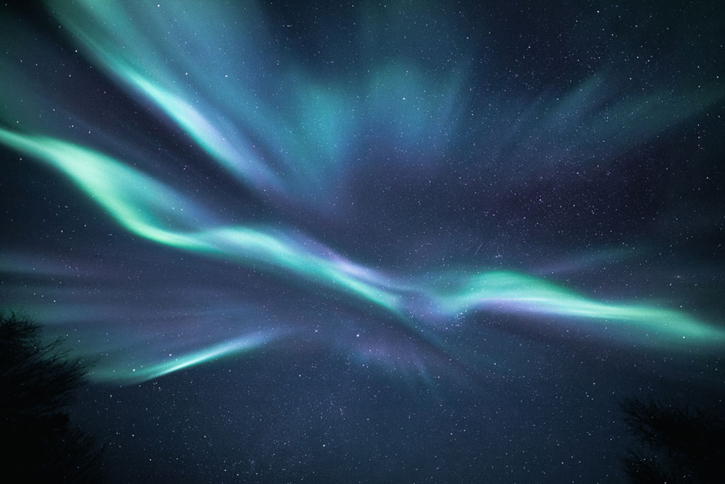 Colorful aurora in the sky