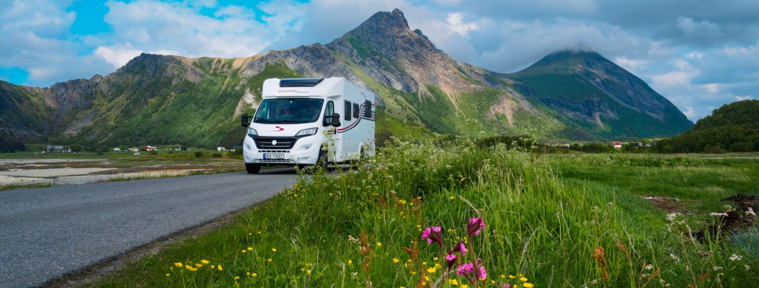 Motorhome on a scenic Norwegian road