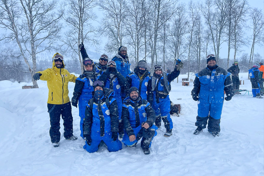 A happy group on a husky safari